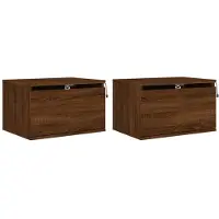 vidaXL Tables de chevet murales avec lumières LED 2 pcs chêne marron