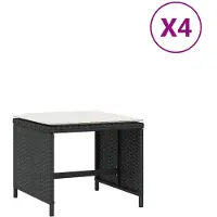 vidaXL Tabourets de jardin et coussins lot de 4 noir 41x41x36 cm rotin