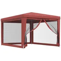 vidaXL Tente de réception avec 4 parois latérales en maille rouge 3x4 m HDPE