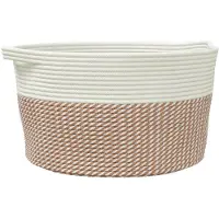 vidaXL Panier de rangement marron et blanc Ø40x25 cm coton