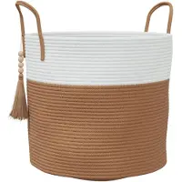 vidaXL Panier de rangement marron et blanc Ø40x35 cm coton