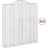 vidaXL Gabions avec arc surélevé 15pcs 200x50x220/240cm Fer galvanisé