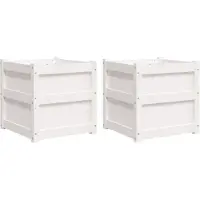 vidaXL Jardinières 2 pcs blanc bois de pin massif