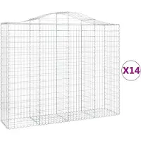 vidaXL Gabions avec arc surélevé 14pcs 200x50x160/180cm Fer galvanisé
