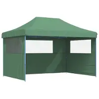 vidaXL Tente de réception pliable Pop-Up avec 3 panneaux latéraux vert