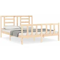 vidaXL Lit en bois massif avec tête de lit 160x200 cm
