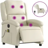 vidaXL Fauteuil de massage électrique Crème similicuir