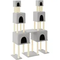 vidaXL Arbre à chat avec colonnes à griffer en sisal gris clair 199 cm