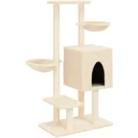 vidaXL Arbre à chat avec colonnes à griffer en sisal Crème 117 cm