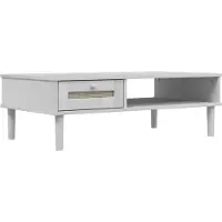 vidaXL Table basse SENJA aspect rotin blanc 100x55x33 cm bois de pin