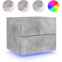 vidaXL Table de chevet murale avec lumières LED gris béton