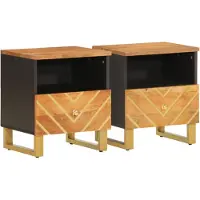 vidaXL Tables de chevet 2 pcs marron et noir bois de manguier solide