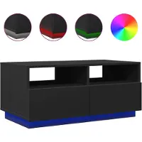 vidaXL Table basse avec lumières LED noir 90x49x40 cm