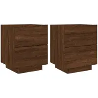 vidaXL Armoires de chevet et lumières LED 2 pcs chêne marron