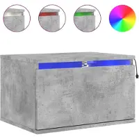 vidaXL Table de chevet murale avec lumières LED gris béton