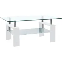 vidaXL Table basse blanche transparente 95x55x40 cm verre trempé