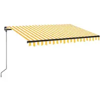 vidaXL Store manuel rétractable avec LED 350x250 cm jaune et blanc