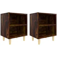 vidaXL Tables De Chevet Et Pieds En Bois 2 Pcs Chêne Fumé 40x30x50 Cm