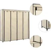 vidaXL Armoire à vêtements avec 4 compartiments Crème 175 x 45 x 170 cm