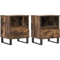 vidaXL Tables de chevet 2 pcs chêne fumé 40x35x50 cm bois ingénierie