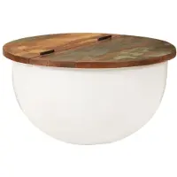 vidaXL Table basse blanche 50x27 cm Vieux bois massif