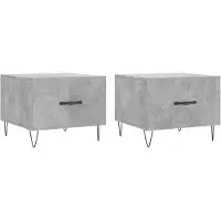 vidaXL Tables basses 2 pcs. Gris béton 50x50x40 cm Bois composite