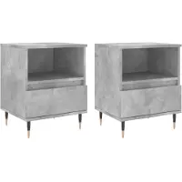 vidaXL Tables de chevet 2 pcs gris béton 40x35x50 cm bois d’ingénierie