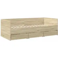 vidaXL Lit de jour avec tiroirs sans matelas Chêne Sonoma 90x190 cm