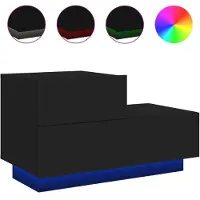 vidaXL Table de chevet avec lumières LED noir 70x36x40,5 cm