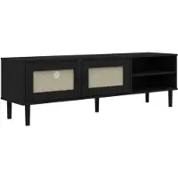 vidaXL Armoire TV SENJA aspect rotin noir 158x40x49cm bois de pin