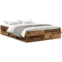 vidaXL Cadre de lit sans matelas aspect vieux bois 140x200cm bois composite
