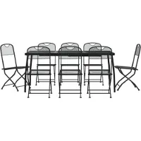 DKD Home Decor salon de jardin 9 pièces Anthracite Métal déployé