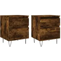 vidaXL Tables de chevet 2 pcs chêne fumé 40x35x50 cm bois ingénierie
