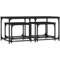 vidaXL Tables d'ensemble 3 pcs. noir bois composite
