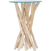 vidaXL Table basse avec plateau en verre 35x35x50 cm bois massif teck