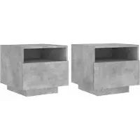 vidaXL Armoires de chevet avec lumières LED 2 pcs gris béton