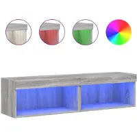 vidaXL Armoires TV avec lampes LED 2 pcs. Gris Sonoma 60x30x30 cm