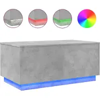 vidaXL Table basse avec lampes LED gris béton 90x50x40 cm