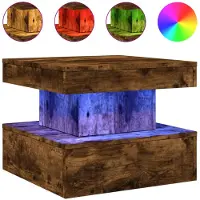 vidaXL Table basse avec lampes LED chêne fumé 50x50x40 cm