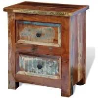 vidaXL Table de chevet avec 2 tiroirs Bois massif recyclé