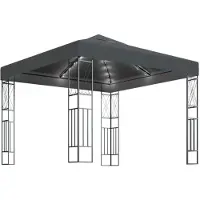 vidaXL Pavillon avec guirlande lumineuse LED 3x3 m Anthracite Tissu