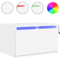 vidaXL Table de chevet murale avec lumières LED blanc