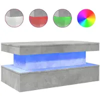 vidaXL Table basse avec lampes LED gris béton 90x50x40 cm