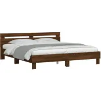 vidaXL Cadre de lit avec tête de lit brun aspect chêne 200x200 cm