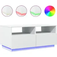 vidaXL Table basse avec lampes LED blanc 90x49x40 cm