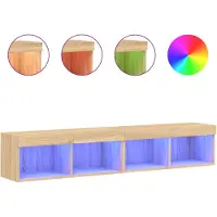 vidaXL Armoires TV avec lampes LED 2 pcs. chêne Sonoma 80x30x30 cm