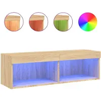 vidaXL Armoire TV avec lampes LED Chêne Sonoma 100x30x30 cm