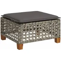 vidaXL Tabouret de jardin et coussin gris 63,5x56x32 cm résine tressée