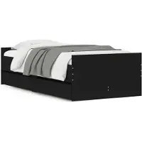 vidaXL Cadre de lit avec tiroirs noir 90x190 cm