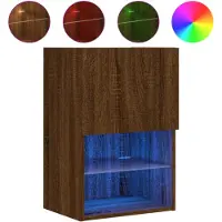 vidaXL Armoire TV avec lampes LED brun imitation chêne 40,5x30x60 cm